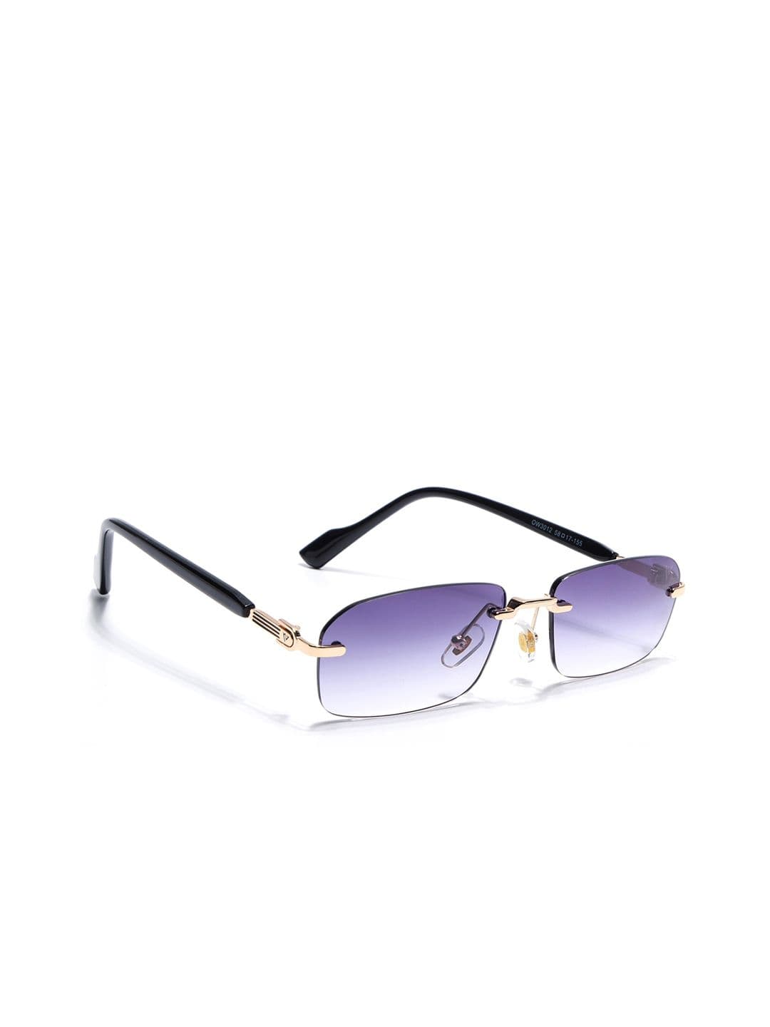 Voyage Rimless Sunglasses for Men & Women (Purple & Clear Lens | Golden Frame - MG6619)