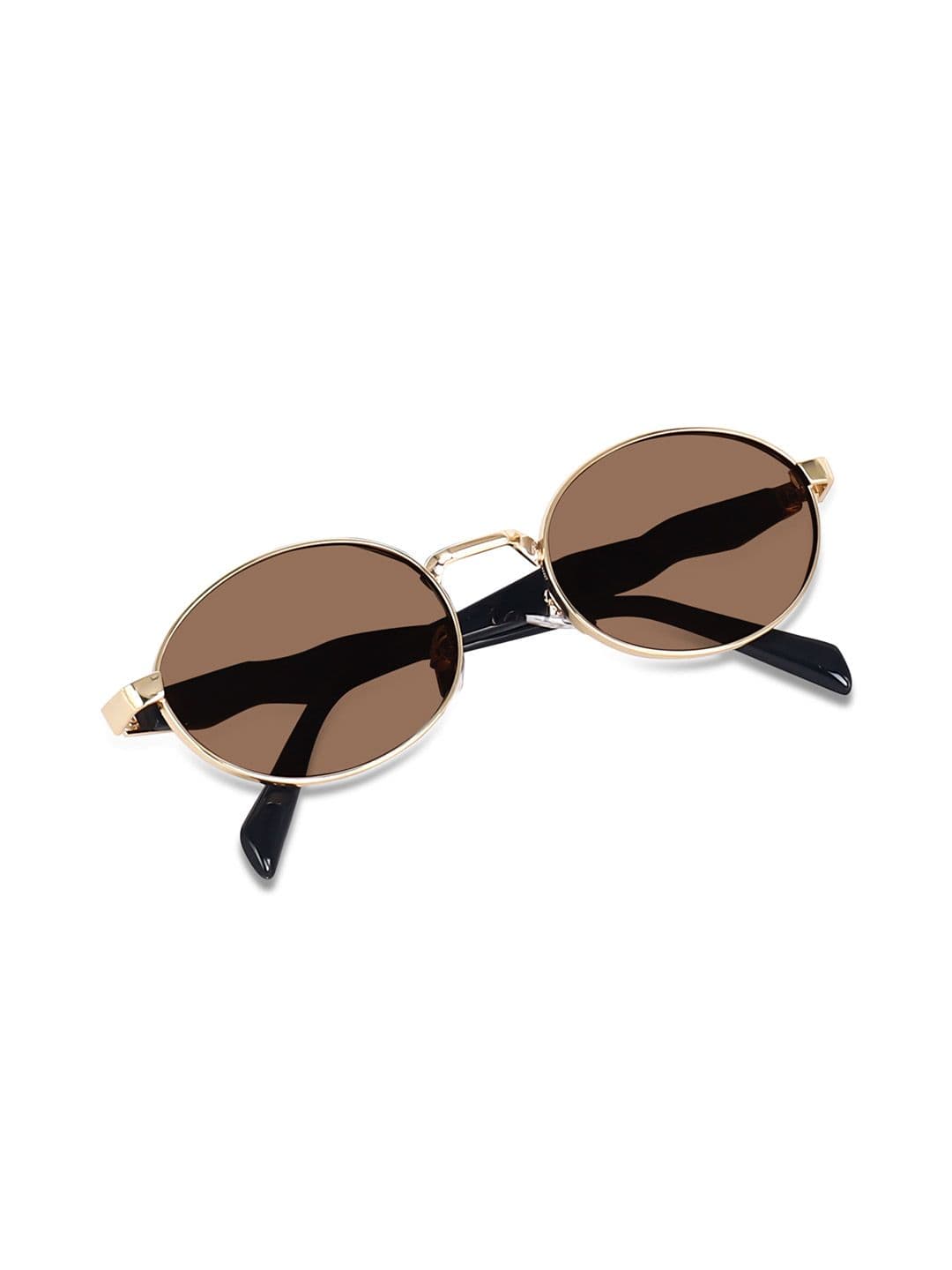 DressBerry Women Oval Sunglasses with UV Protected Lens PUSHPA gold brown