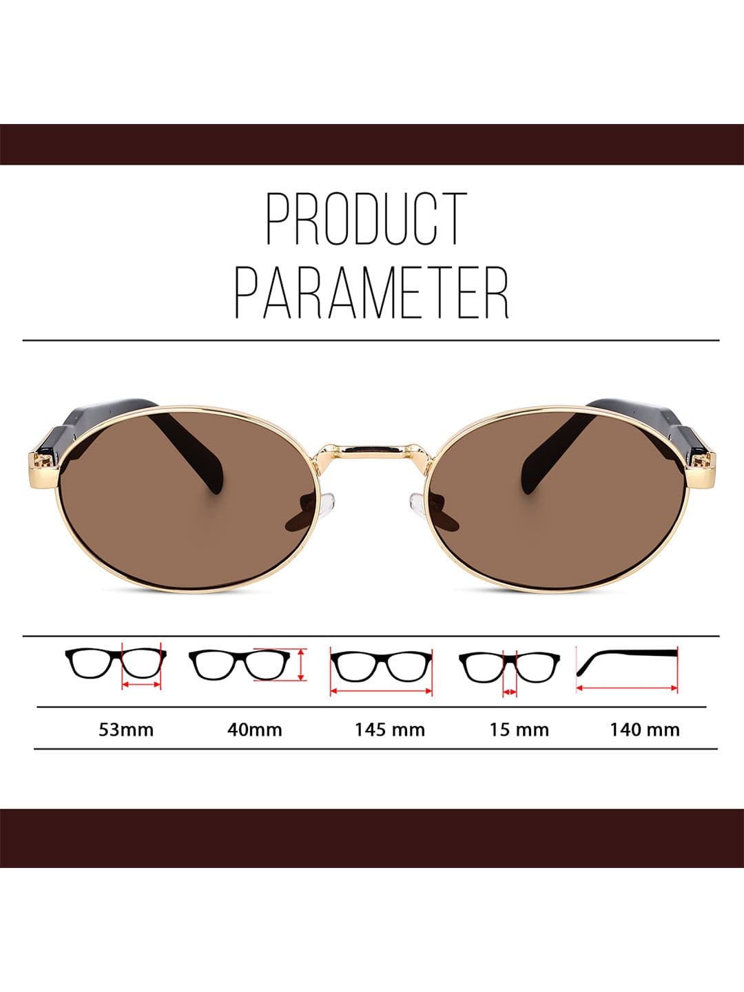 DressBerry Women Oval Sunglasses with UV Protected Lens PUSHPA gold brown