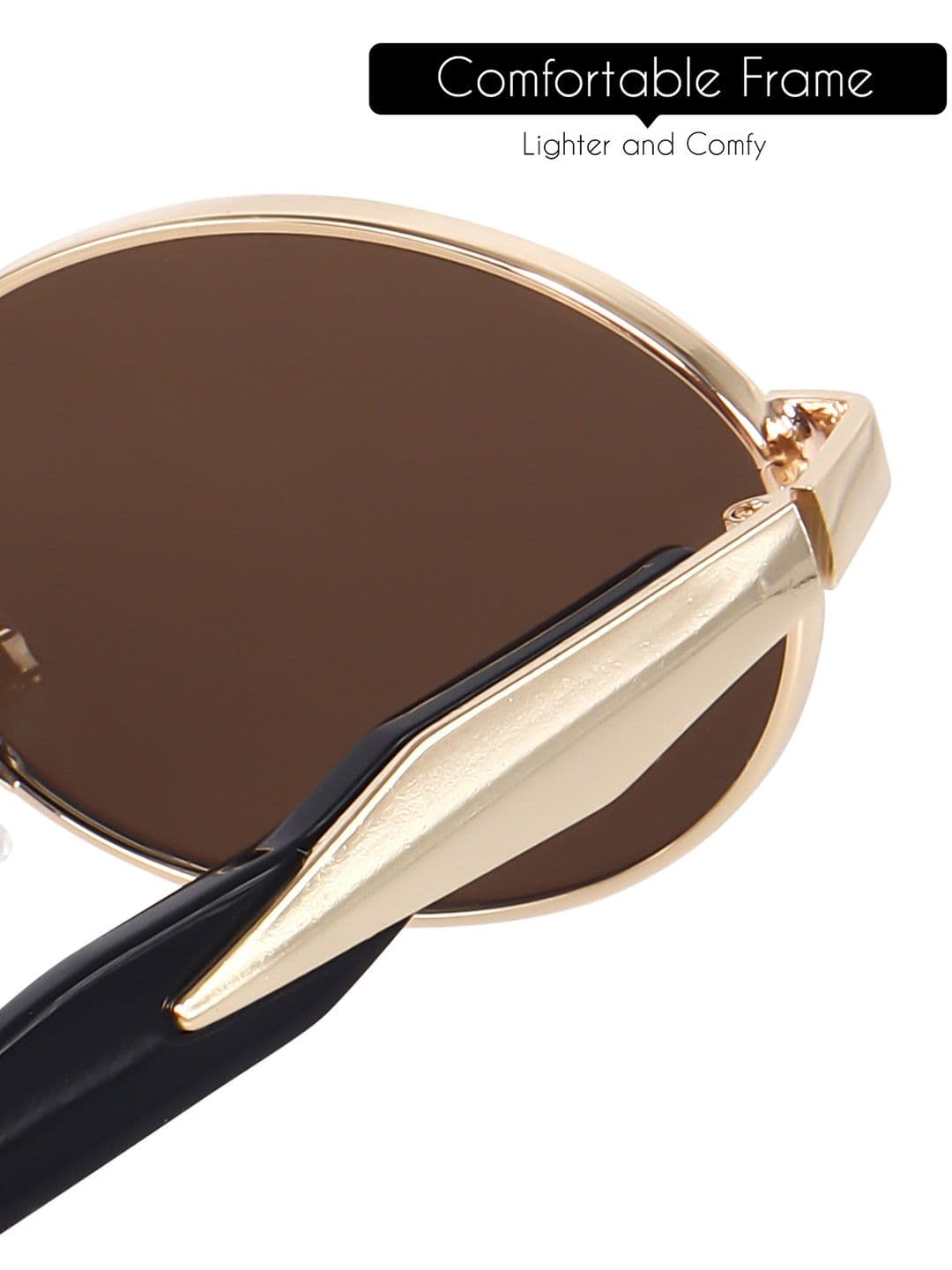 DressBerry Women Oval Sunglasses with UV Protected Lens PUSHPA gold brown