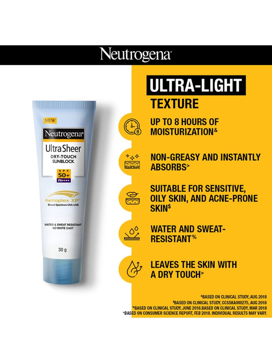Neutrogena Set of 3 Ultra Sheer SPF50+ Dry Touch Sun Block with Glycerin - 30 g each