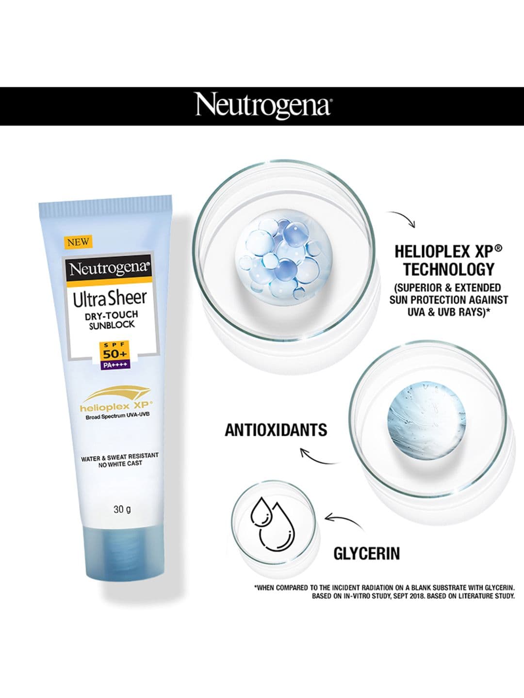 Neutrogena Set of 3 Ultra Sheer SPF50+ Dry Touch Sun Block with Glycerin - 30 g each