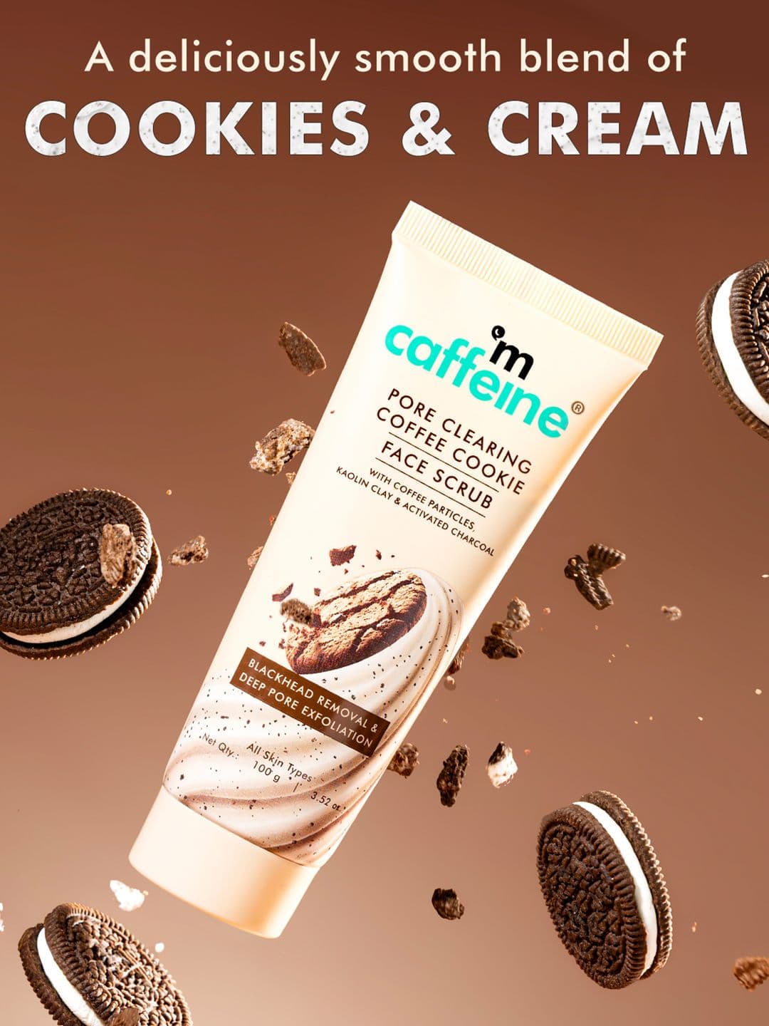 MCaffeine 4.5% Exfoliants Pore Clearing Remove Blackheads Coffee & Cookie Face Scrub 100g