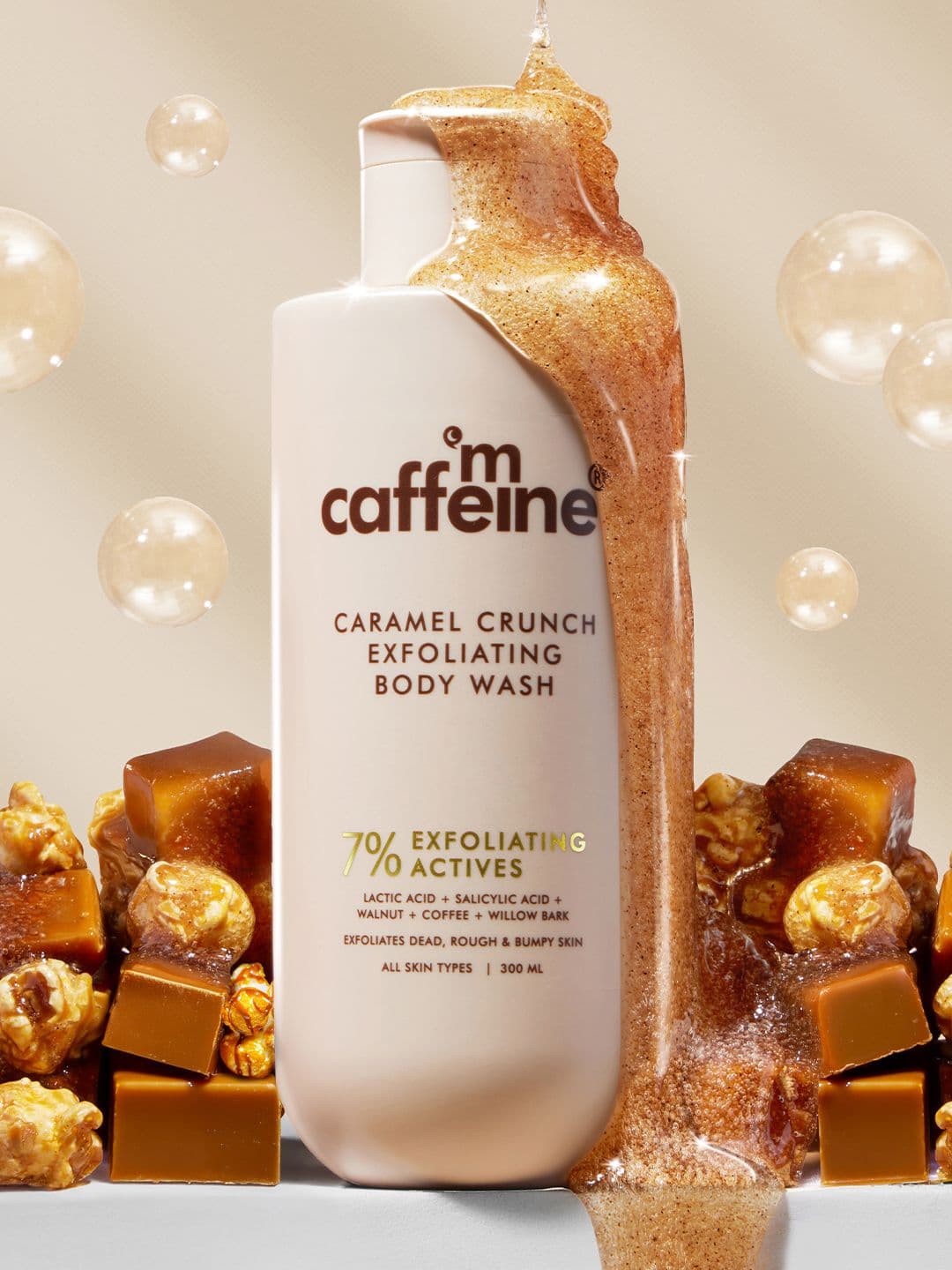 MCaffeine 7% Exfoliating Body Wash with 1% Salicylic, 2% Lactic Acid for Body Acne- 300ml