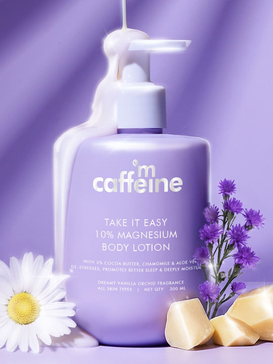 MCaffeine 10% Magnesium Body Lotion for 3X Stress Reduction, Better Sleep - Vanilla -300ml