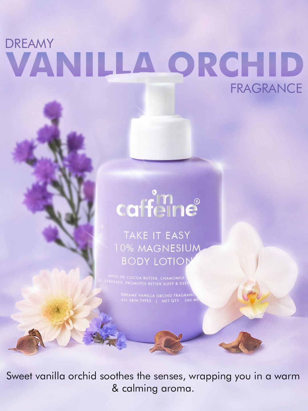 MCaffeine 10% Magnesium Body Lotion for 3X Stress Reduction, Better Sleep - Vanilla -300ml