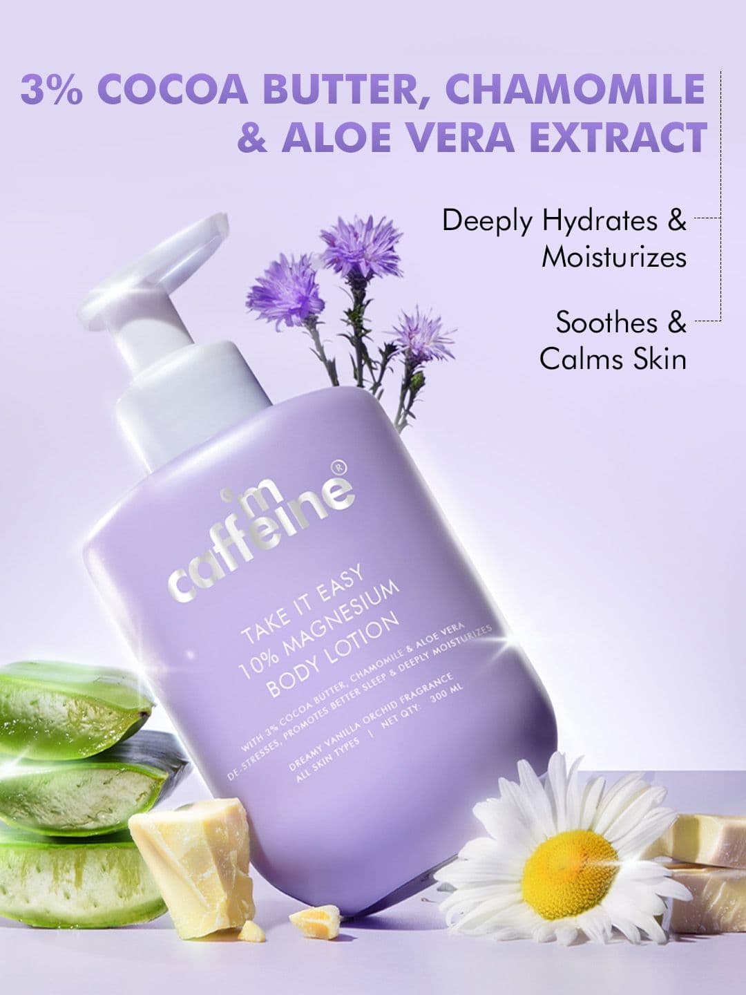 MCaffeine 10% Magnesium Body Lotion for 3X Stress Reduction, Better Sleep - Vanilla -300ml