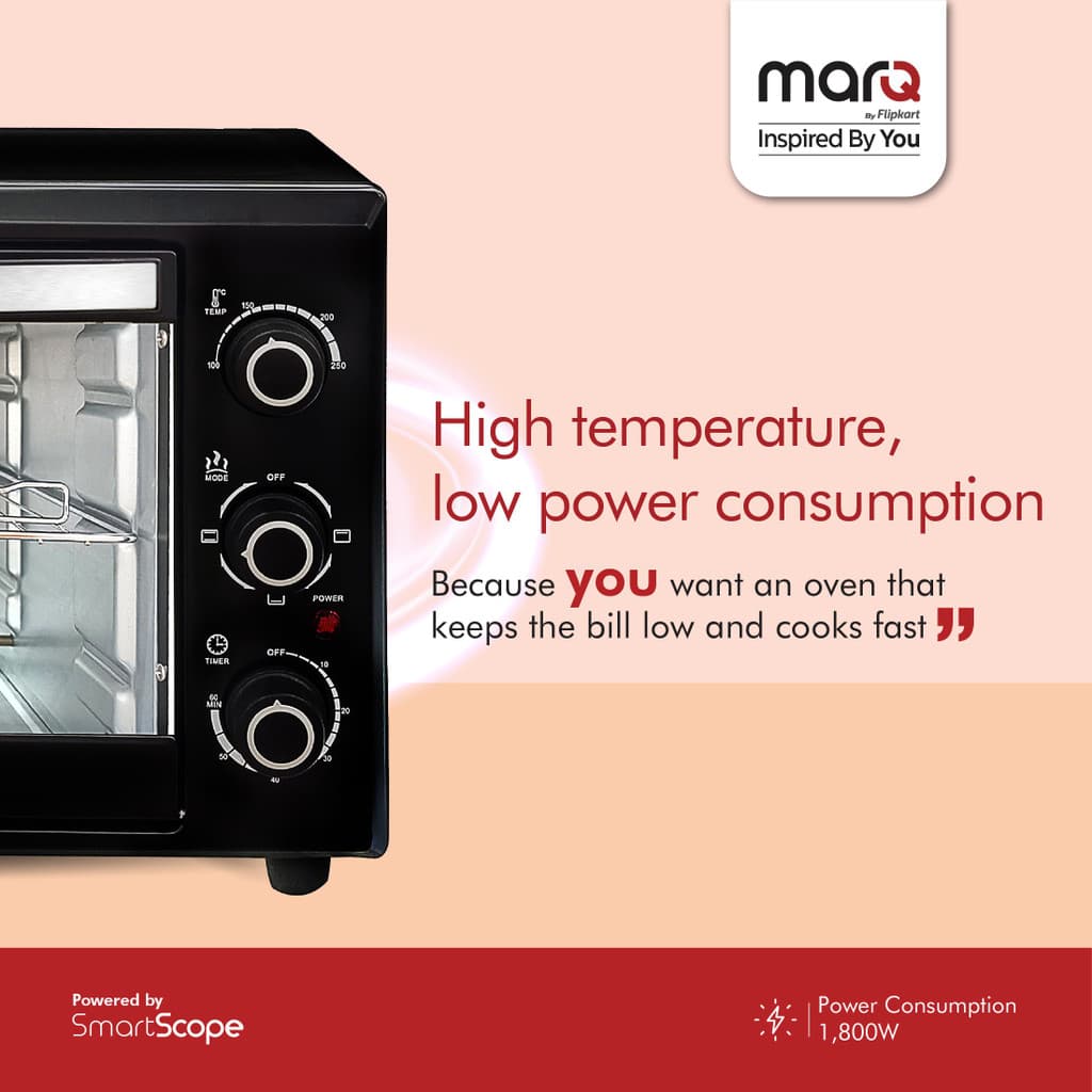 MarQ by Flipkart 33-Litre with 4 Skewers and Inbuilt light Oven Toaster Grill (OTG)