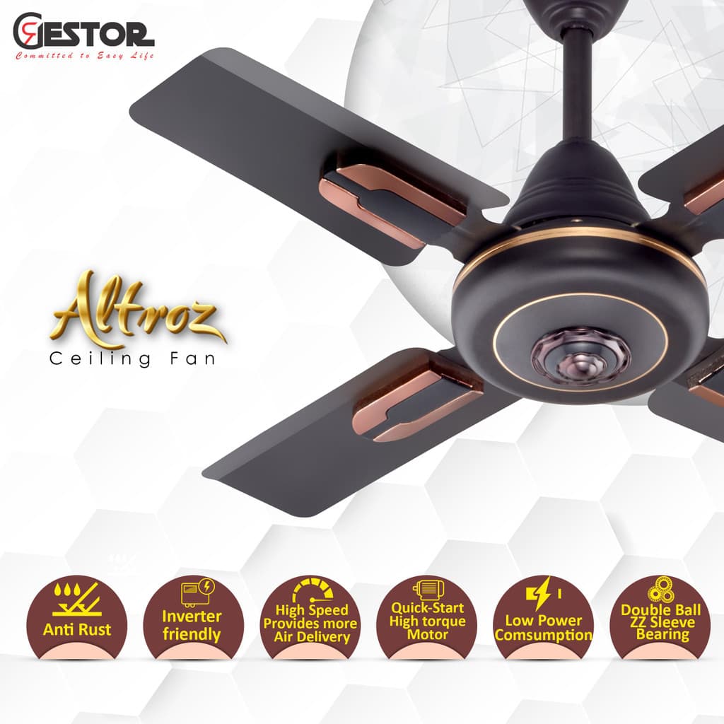 GESTOR ALTROZ Ultra High Speed 24 Inch Decorative with 3 Year Warranty Anti Dust 600 mm Ceiling Fan