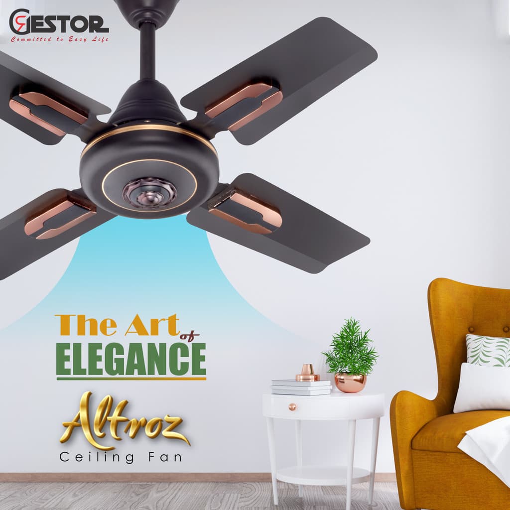 GESTOR ALTROZ Ultra High Speed 24 Inch Decorative with 3 Year Warranty Anti Dust 600 mm Ceiling Fan