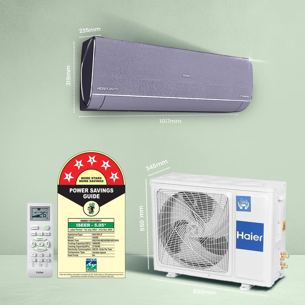 Haier Gravity Series 2025 Model 1.5 Ton 5 Star Split Inverter with Wi-fi AC