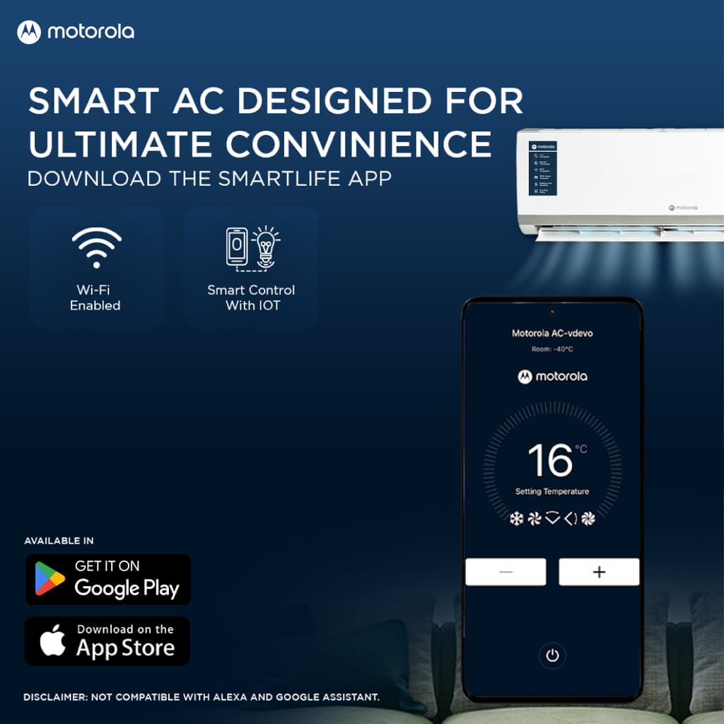 MOTOROLA 2026 Model 2 Ton 3 Star Split Inverter with Wi-fi | Free Installation with 3-Year Comprehensive Warranty with Attachments included AC