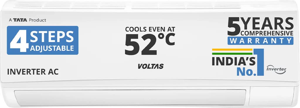Voltas 2025 Model 1 Ton 5 Star Split Inverter 4-IN-1 Adjustable Mode | Energy Efficient | High Ambient Cooling (even at 52�C) | Anti-Dust Filter with Anti-Microbial Coating | Auto Clean AC
