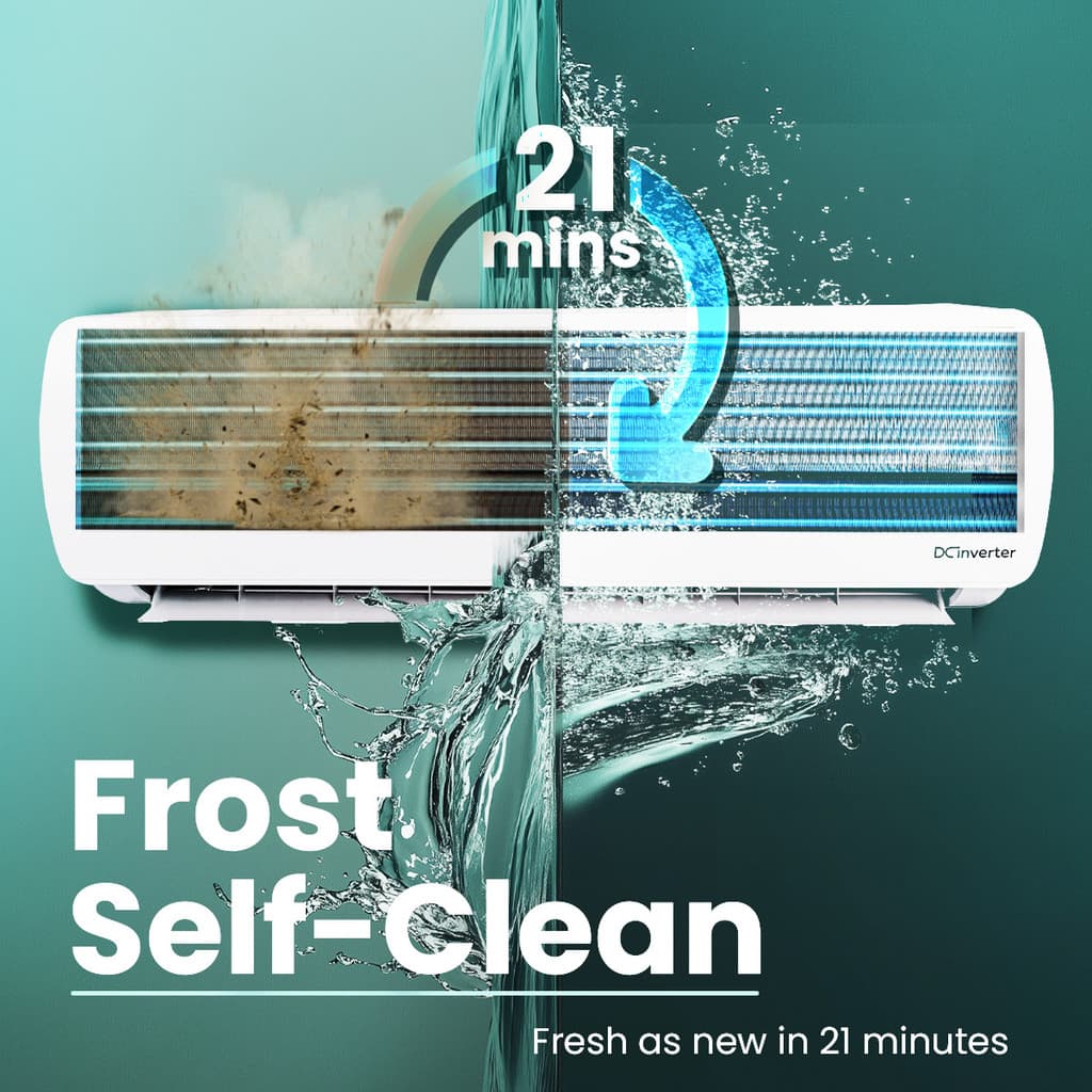 Haier 2025 Model 1.5 Ton 5 Star Split Inverter Intelli-Convertible 7 in1 ConvertibleHD Filter, Frost Self Clean, Upto 20 M air Flow, Hyper PCB AC