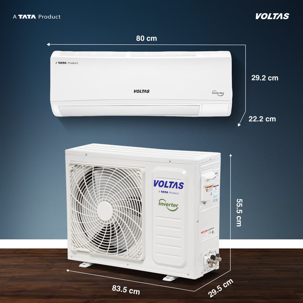 Voltas 2025 Model 1 Ton 5 Star Split Inverter 4-IN-1 Adjustable Mode | Energy Efficient | High Ambient Cooling (even at 52�C) | Anti-Dust Filter with Anti-Microbial Coating | Auto Clean AC