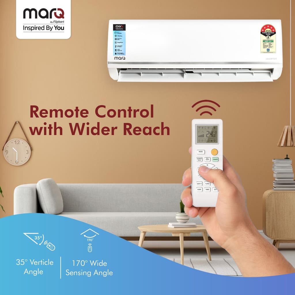MarQ by Flipkart 2025 Model 1.5 Ton 5 Star Split Inverter 5-in-1 Convertible with Turbo Cool Technology AC