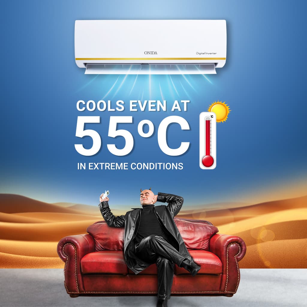 ONIDA 2025 Model 1.5 Ton 5 Star Split Inverter 5-in-1 Convertible Cooling with Deep Cleaning AC