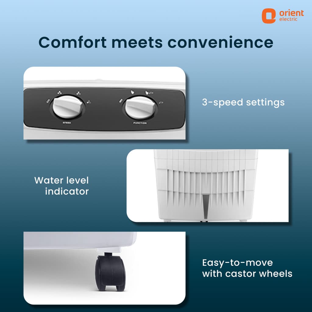 Orient Electric 85 L Desert Air Cooler with Ice Chamber, Aerofan technology,Densenest Honeycomb design