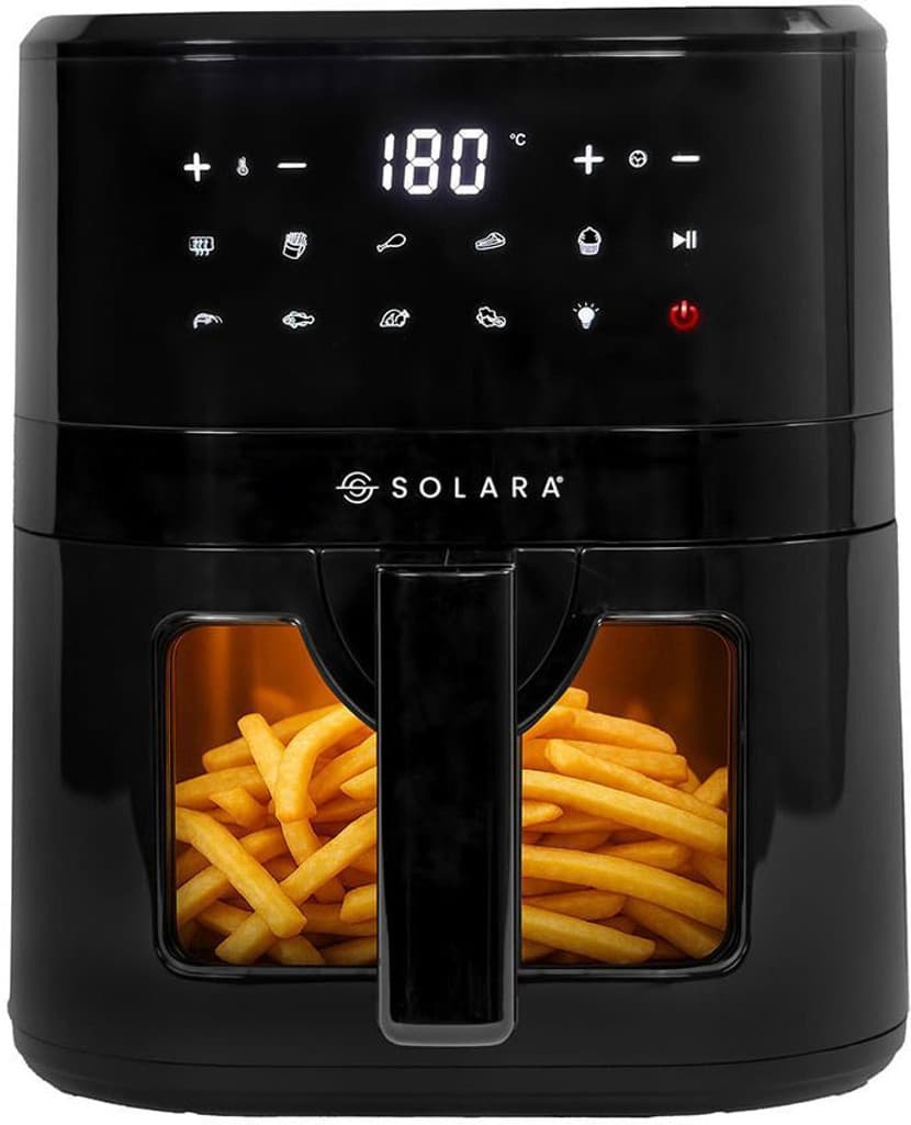 Solara SOL-AF-124 See Through, 10 Preset Menus, 360° High Speed Air Circulation, 1500 Watts, Air Fryer