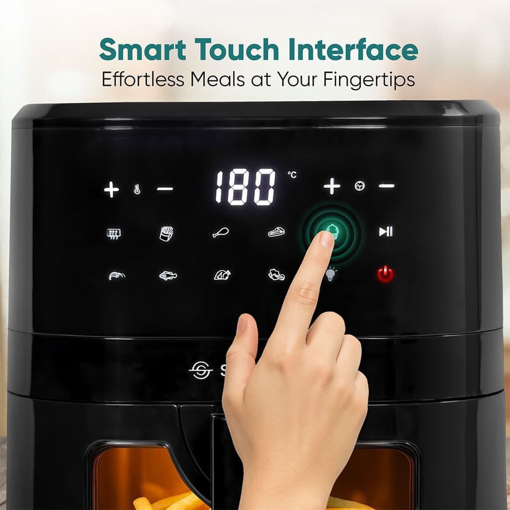 Solara SOL-AF-124 See Through, 10 Preset Menus, 360° High Speed Air Circulation, 1500 Watts, Air Fryer