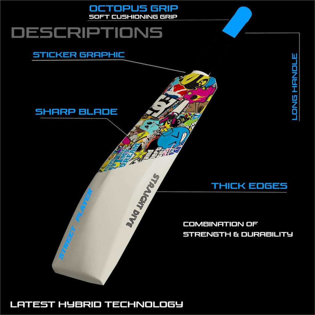 Jaspo Warrior Plastic Tennis Bat Full Size 34x4.5 Inch PVC/Plastic Cricket Bat For 15+ Yrs