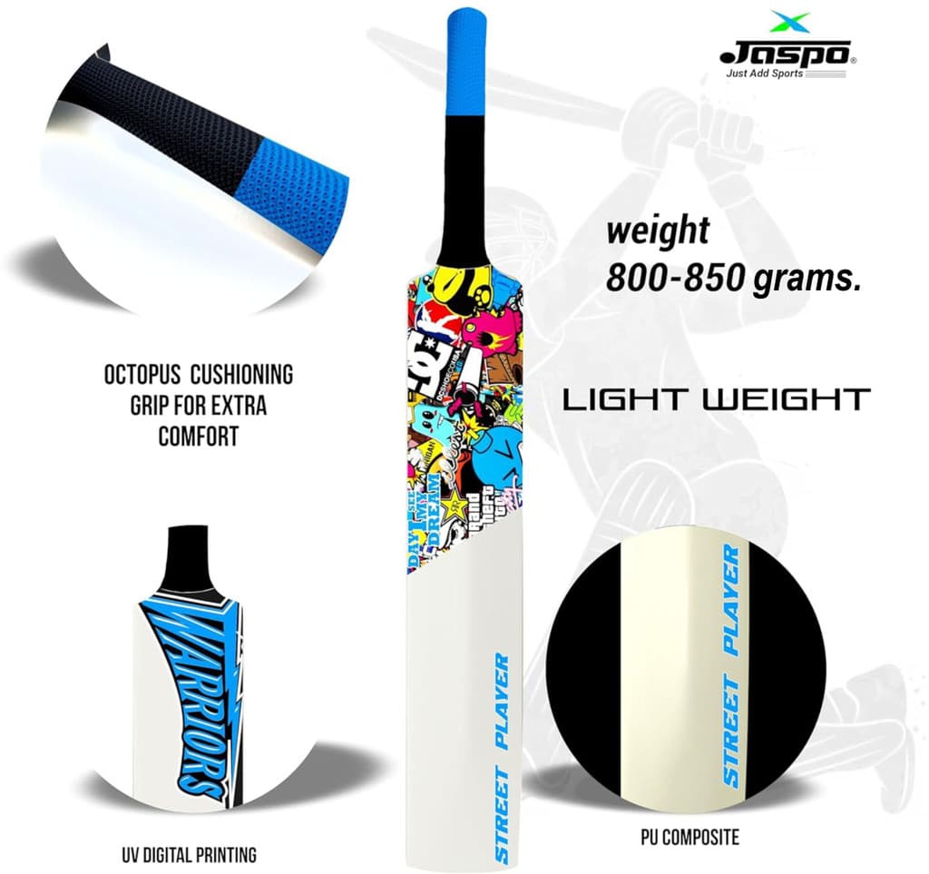 Jaspo Warrior Plastic Tennis Bat Full Size 34x4.5 Inch PVC/Plastic Cricket Bat For 15+ Yrs