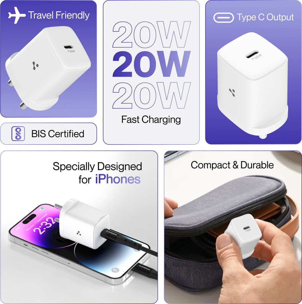 Ambrane 20 W PD 3 A Wall Charger for Mobile