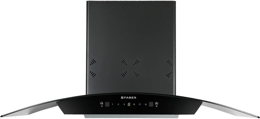 FABER HOOD ORIENT 3D IN HC SC FL BK 90 Auto Clean Curved Glass 90 cm| Touch & Gesture Control| Autoclean| Filterless|Powerful 3 way suction| Low Noise Wall Mounted Black 1400 CMH Chimney