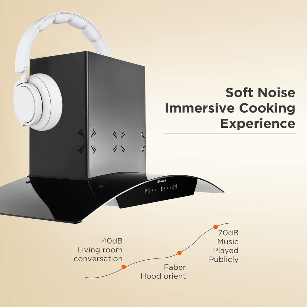FABER HOOD ORIENT 3D IN HC SC FL BK 90 Auto Clean Curved Glass 90 cm| Touch & Gesture Control| Autoclean| Filterless|Powerful 3 way suction| Low Noise Wall Mounted Black 1400 CMH Chimney