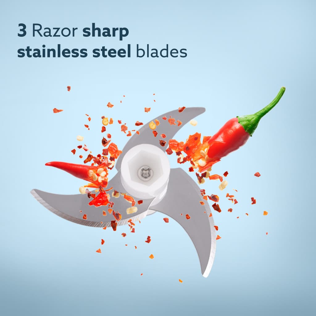 AGARO Elite Rechargeable Mini Electric Chopper, 250 Ml, One Touch Operation Electric Vegetable & Fruit Chopper