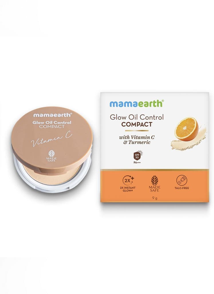 Mamaearth Glow Oil Control Compact SPF 30 with Vitamin C & Turmeric for 2X Instant Glow Compact