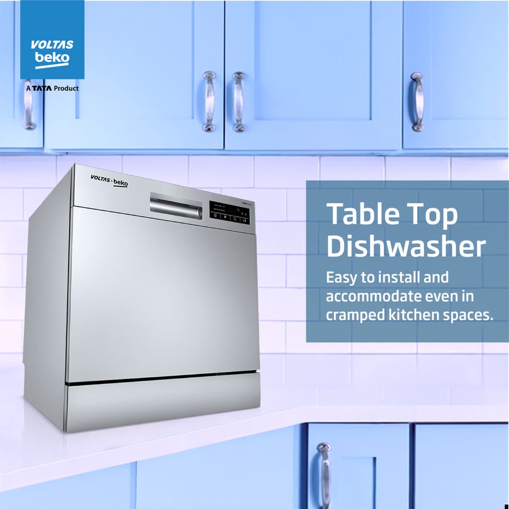 Voltas Beko by A TATA Product DT8S Free Standing 8 Place Settings Dishwasher
