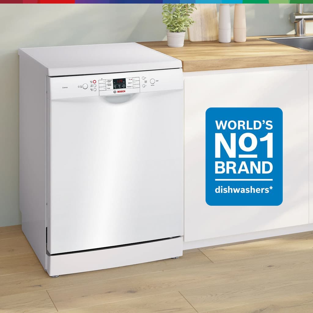 BOSCH SMS66GW01I Free Standing 13 Place Settings Intensive Kadhai Cleaning| No Pre-rinse Required Dishwasher