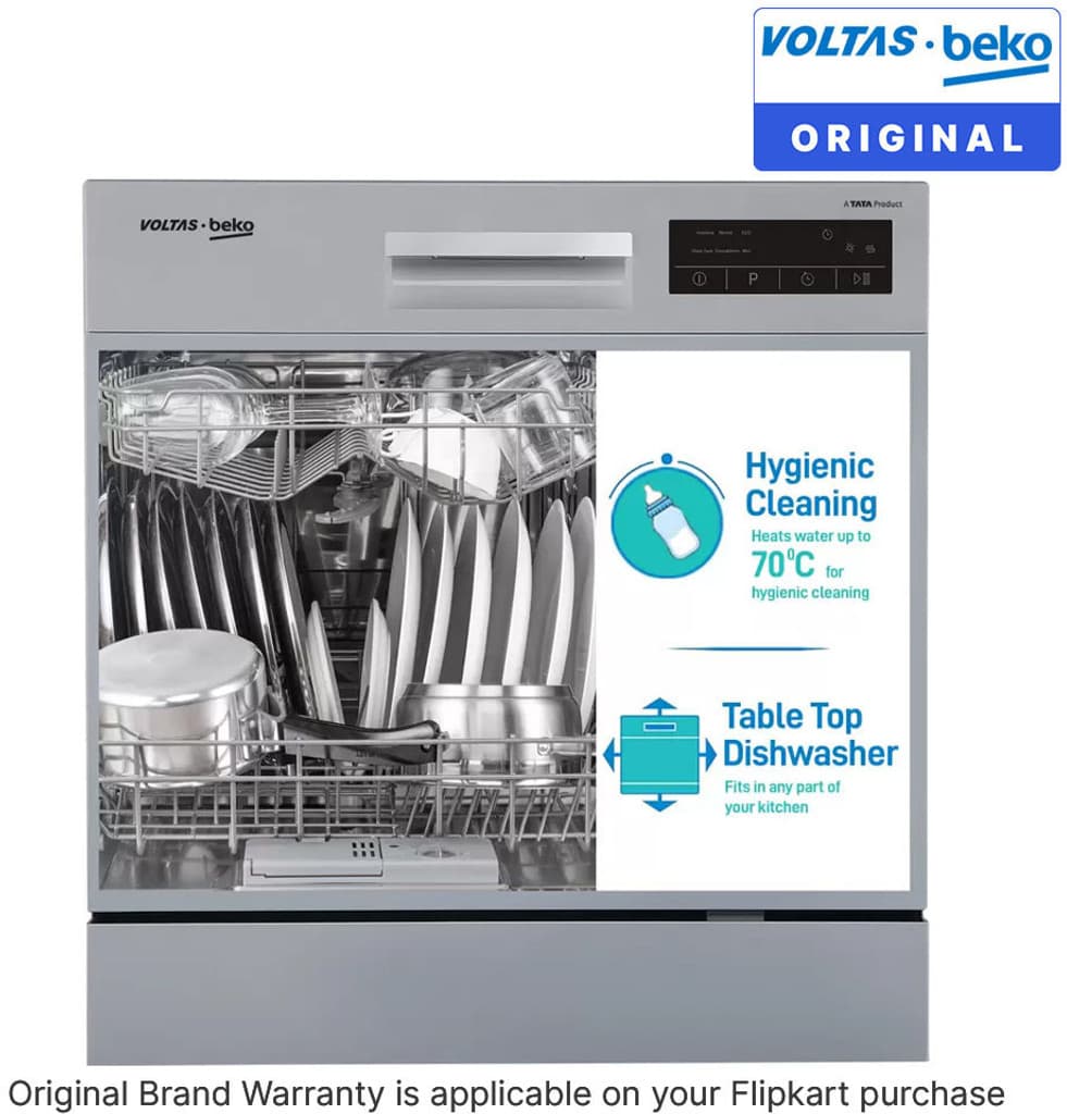 Voltas Beko by A TATA Product DT8S Free Standing 8 Place Settings Dishwasher