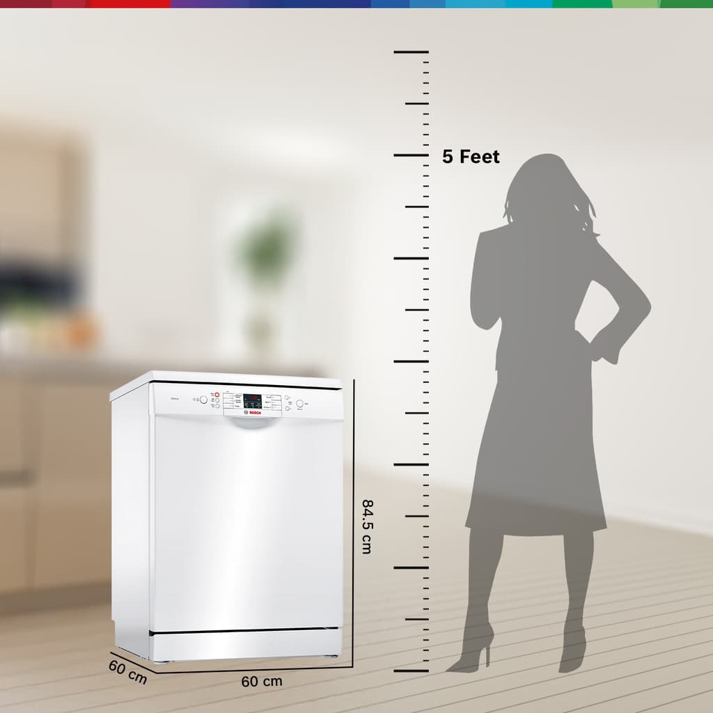 BOSCH SMS66GW01I Free Standing 13 Place Settings Intensive Kadhai Cleaning| No Pre-rinse Required Dishwasher