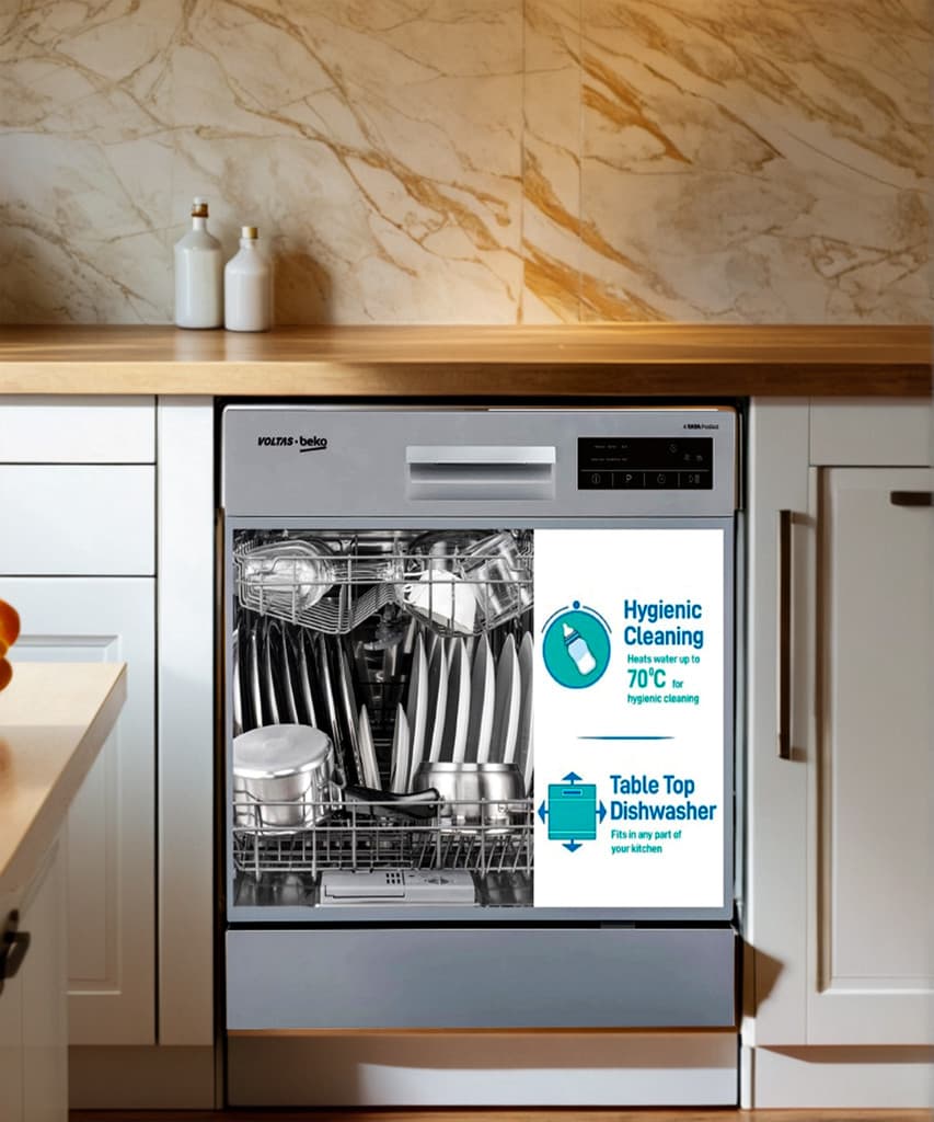 Voltas Beko by A TATA Product DT8S Free Standing 8 Place Settings Dishwasher