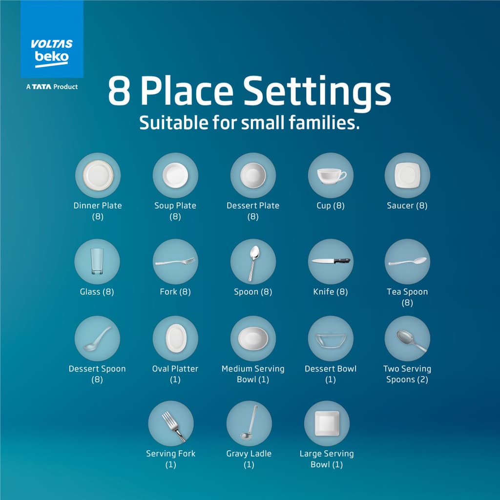 Voltas Beko by A TATA Product DT8S Free Standing 8 Place Settings Dishwasher