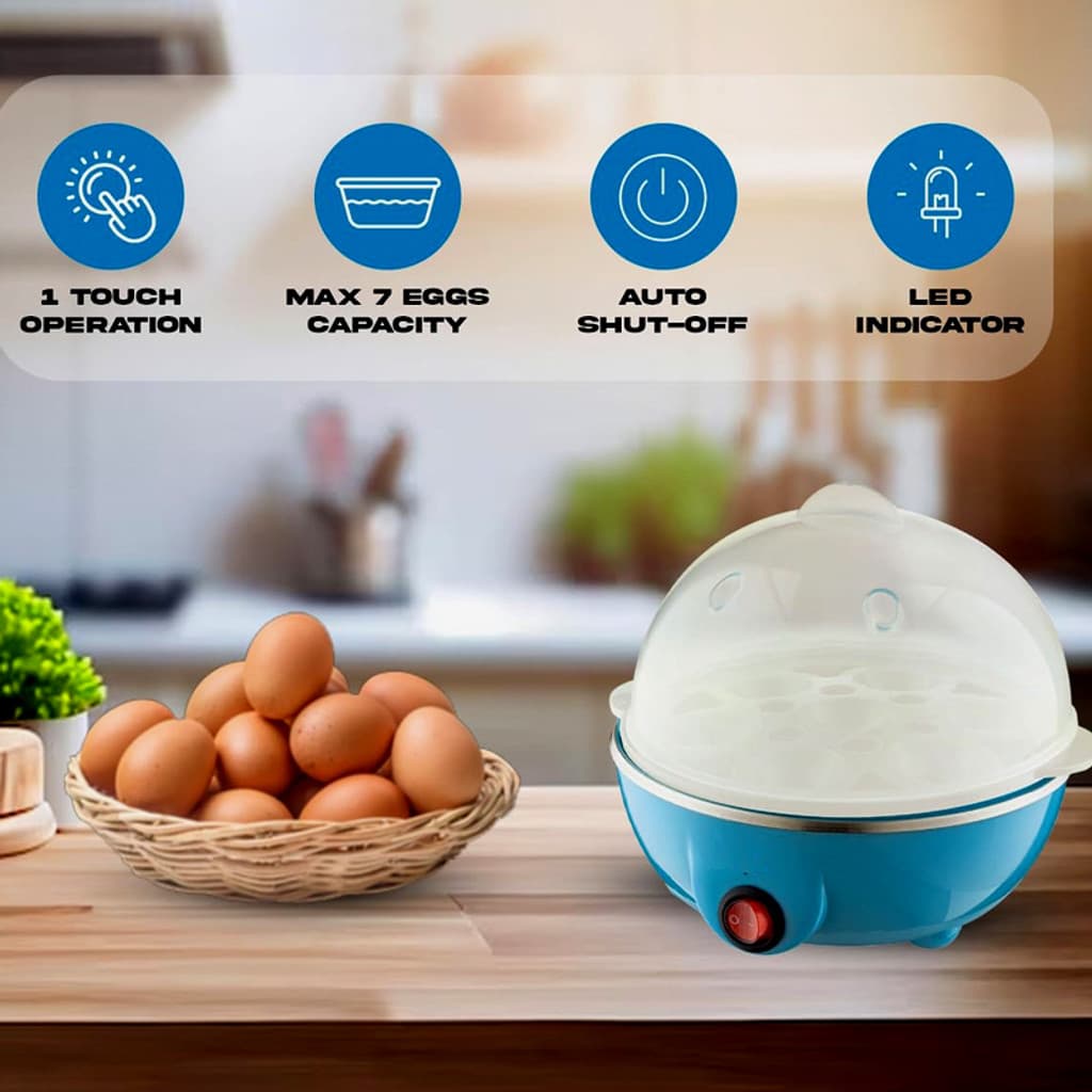 Prisha Enterprise Stainless Steel 7 Egg Plastic Egg Boiler (Multicolored 7 Egg) Egg Cooker