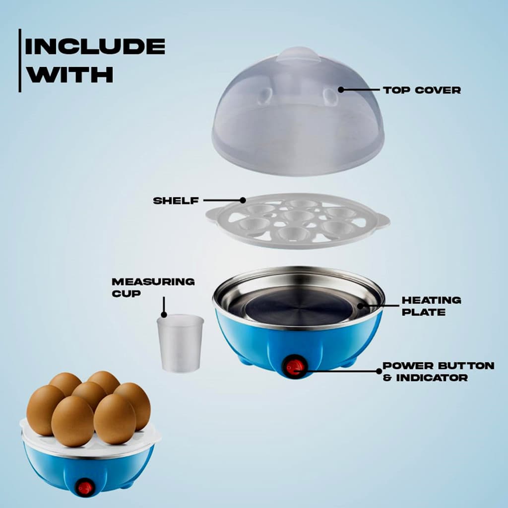 Prisha Enterprise Stainless Steel 7 Egg Plastic Egg Boiler (Multicolored 7 Egg) Egg Cooker