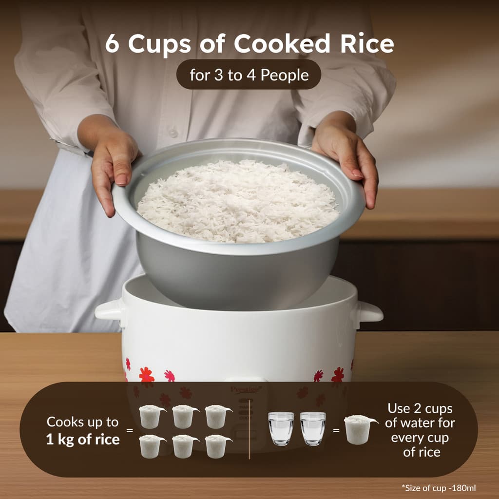 Prestige PRWO 1.8-2 Electric Rice Cooker with Steaming Feature