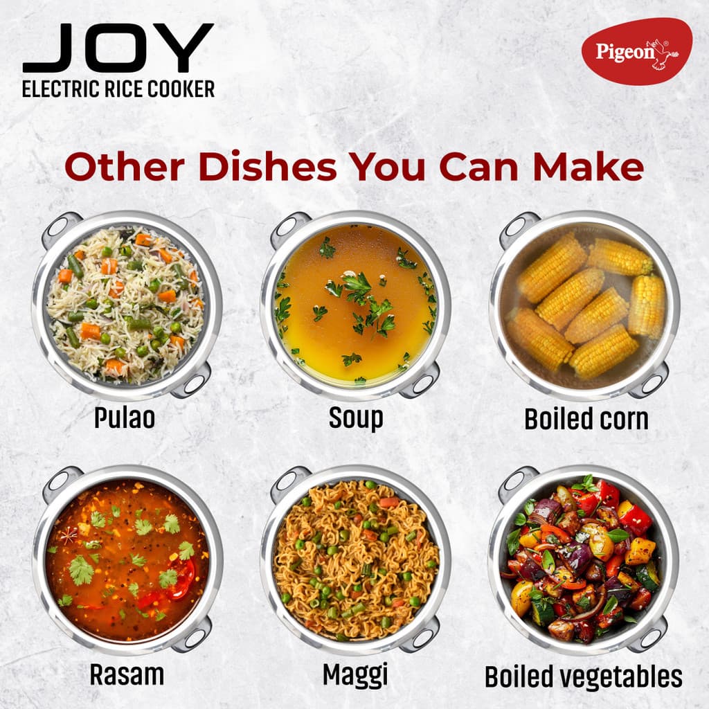 Pigeon JOY SINGLE POT
AUTOMATIC MULTI COOKER WARMER Electric Rice Cooker with Steaming Feature