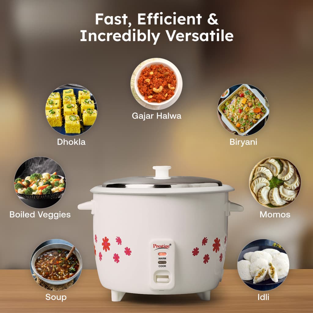 Prestige PRWO 1.8-2 Electric Rice Cooker with Steaming Feature