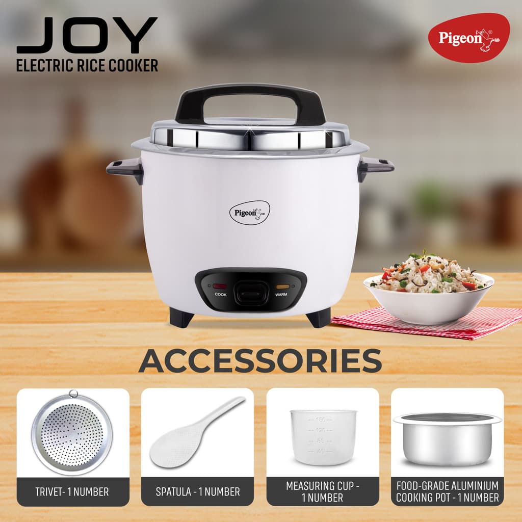 Pigeon JOY SINGLE POT
AUTOMATIC MULTI COOKER WARMER Electric Rice Cooker with Steaming Feature