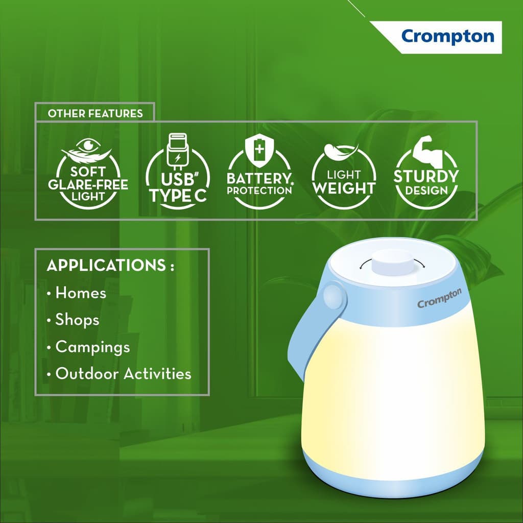 Crompton Versa 5W LED 3 hrs (, Blue) 3 hrs Lantern Emergency Light