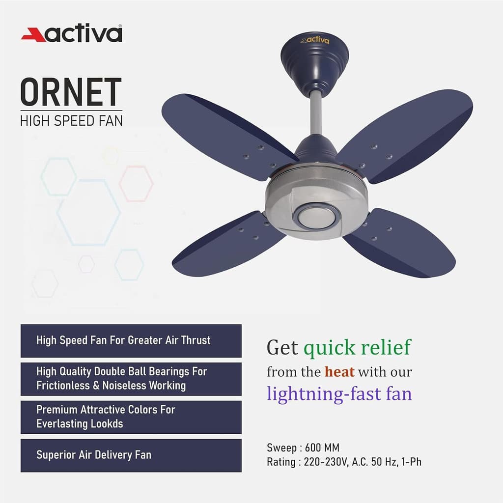 ACTIVA ORNET FAN with 2 Year Warranty Anti Dust 600 mm Ceiling Fan