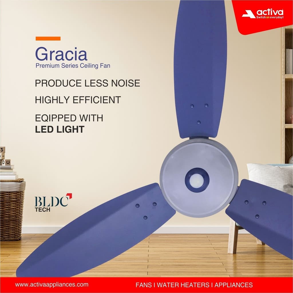ACTIVA Graica with 5 Year Warranty BLDC Motor with Remote 1200 MM Ceiling Fan