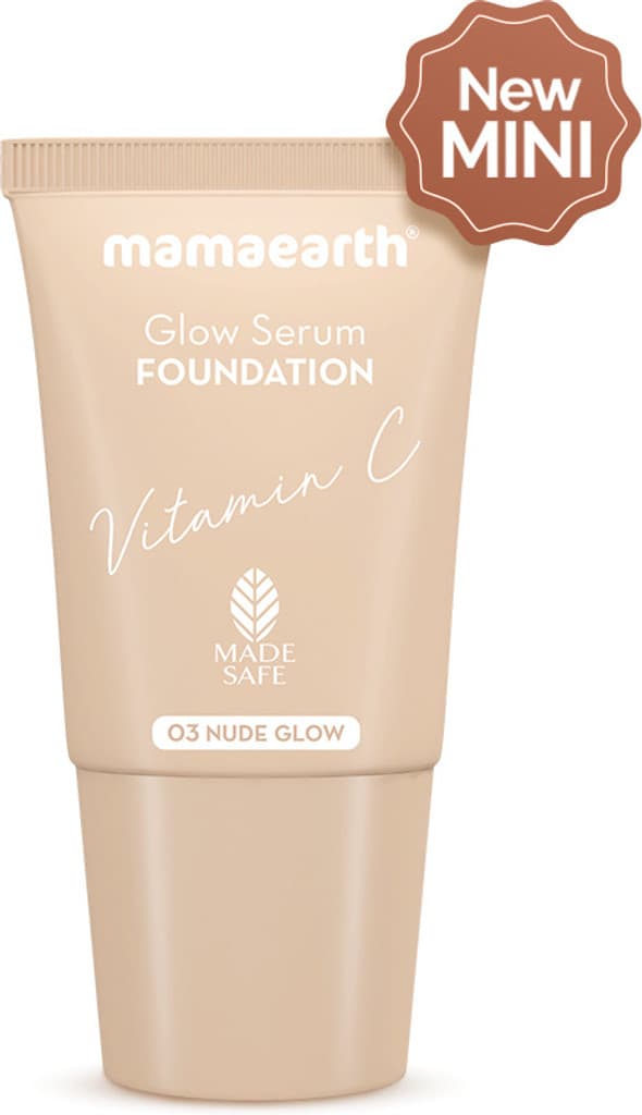Mamaearth Glow Serum Foundation Mini Tube with Vitamin C & Turmeric for 12-Hour Long Stay Foundation