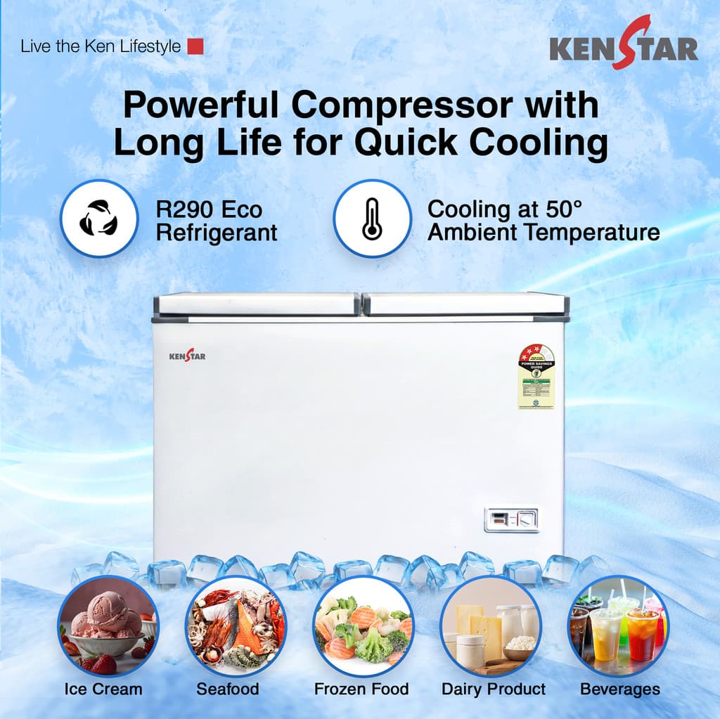 Kenstar 323.0 L Double Door Standard Deep Freezer