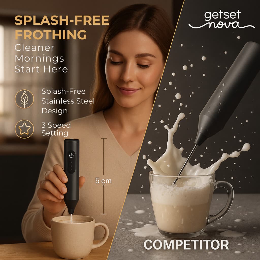 GetSetNova 50 W Black, Coffee Blender, Coffee Frother, Coffee Beater Electric Whisk, Stand Mixer, Hand Blender