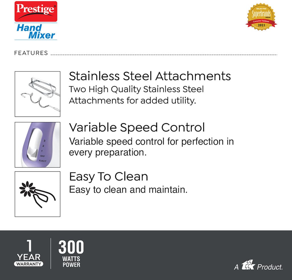 Prestige 300 W Purple, White Hand Blender